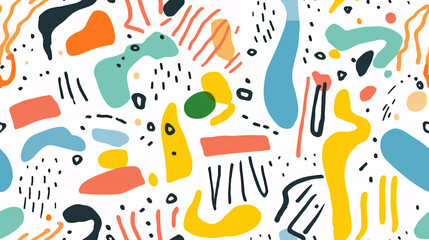 Fototapeta premium Unleash your inner child with this seamless and minimalistic line doodle pattern, suitable for trendy designs and kids' themes..