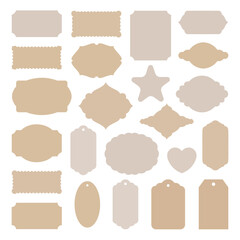 Blank Stickers and Label Frames Set Isolated on Monochrome Background