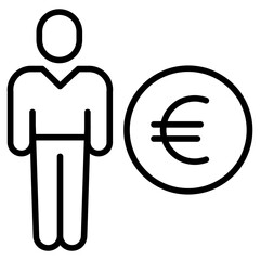Outline Euro Payment user icon
