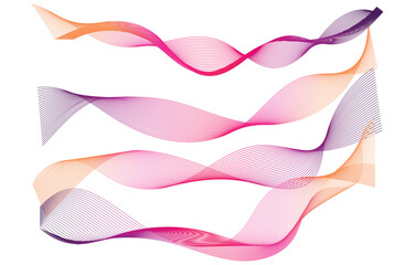 Set of colorful wavy lines. Vector line background. Abstract multicolored liquid wavy shapes futuristic banner. Glowing retro waves vector background