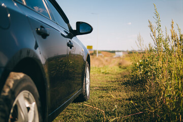Automotive theme.Rent a car.Car side view mirror.View of the side of the car body.The auto is in a beautiful place.Car mirror.Auto enthusiast.quality photo.Wallpapers.auto theme.
auto in the field.