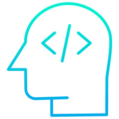 Outline gradient Human mind Code icon
