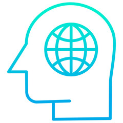 Outline gradient Human mind Globe icon