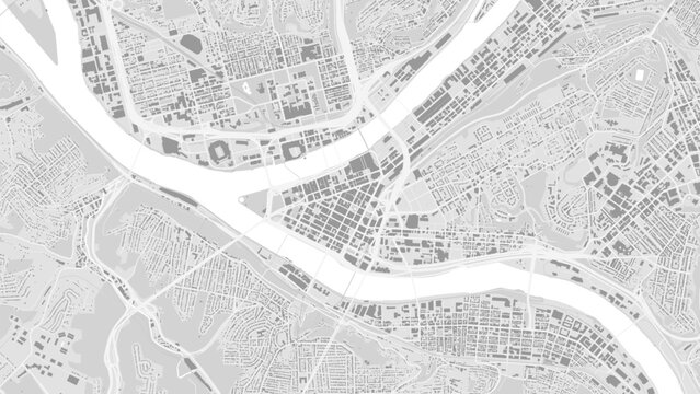Background Pittsburgh map, Pennsylvania, United States, white and light grey city poster. Vector map with roads and water. Widescreen proportion, flat design roadmap.