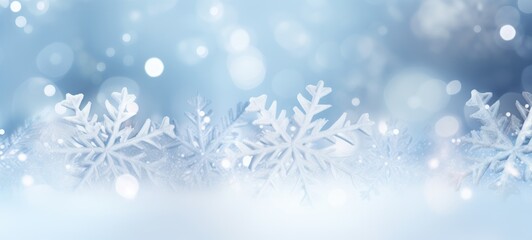 Naklejka na ściany i meble snow snowflakes cold winter frozen background texture, ai