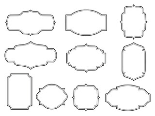 Blank Stickers and Label Frames Set Isolated on Monochrome Background