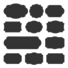 Blank Stickers and Label Frames Set Isolated on Monochrome Background