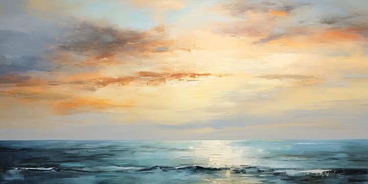 sunset ocean boat distance moonstone sunbeams pale pastel colors oil break dawn