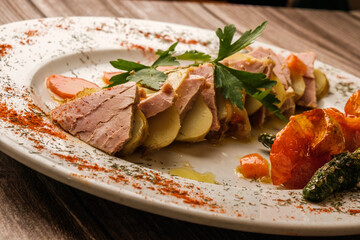 Seared Tuna Delight: Seared tuna paired with ripe tomatoes, a tantalizing taste of the sea and the garden