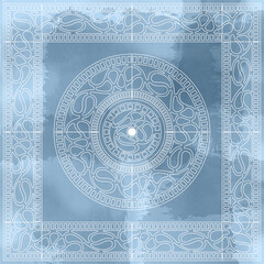 blue white soft abstract colorful Hijab Square Scarf Design with ornaments and geometric shapes classic and modern Pattern silk neck scarf duvet cover carpet rug design texture vector