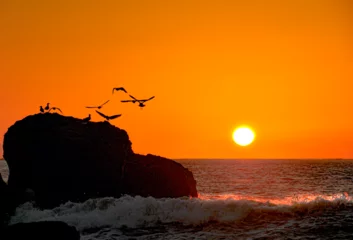 Zelfklevend Fotobehang Baker Beach, San Francisco Sunset at Golden Gate & Bakers Beach, San Francisco, California