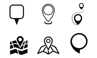 point map, point center map icon vector set 