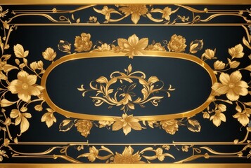 Gold frame floral pattern vintage style