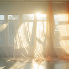 Curtains over a brightly lit window