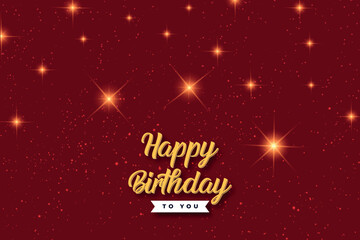 Happy birthday poster with stars sparkling background with red color