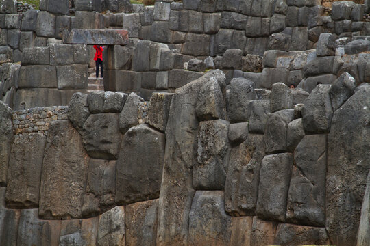 Part of the ruins of Sacsayhuaman walled complex; Cuzco, Peru