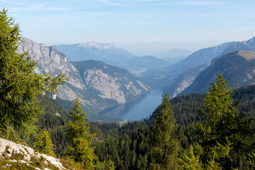 Fototapeta na wymiar Panorama of Königssee lake, Berchtesgaden National park