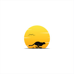 Cheetah run and sunset vector graphics