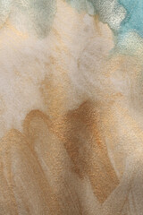 Soft wet watercolor paper texture blot painting wall. Abstract nacre silver, gold, beige marble...