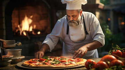 An American chef is preparing pizza. Gastronomic tourism, Generative AI
