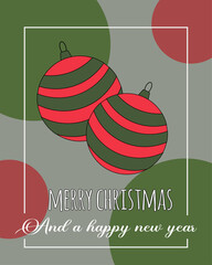 Modern Merry Christmas 2024 greeting card with text lettering elements, background card with modern geometric background.With Christmas decorations.