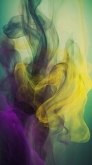 Colorful Smoke Trails Abstract Art on emerald gradient background