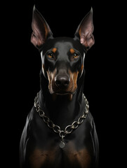 black dog portrait Doberman Pinscher