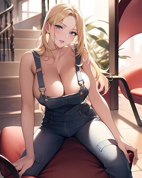 beautiful blonde anime girl - Generative AI