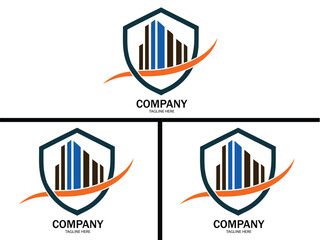 Corporate Modern Building real estate logo design template 