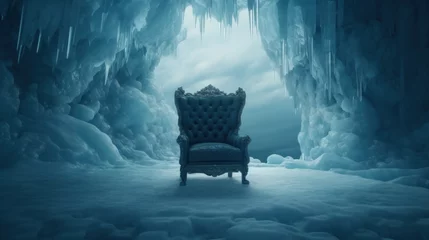 Rolgordijnen Poltrona isolada em uma caverna de gelo © thiago