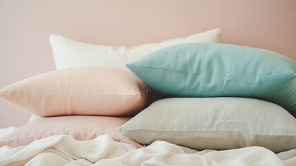 Fototapeta na wymiar Stack of modern colorful pillows