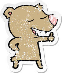 distressed sticker of a cartoon bear