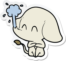sticker of a cute cartoon elephant spouting water