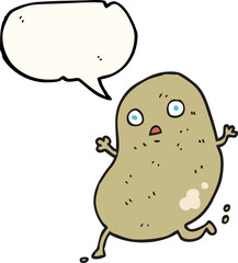 freehand drawn speech bubble cartoon potato running