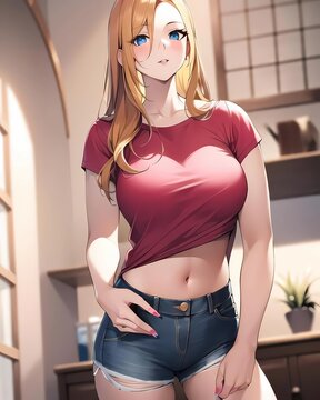 beautiful blonde anime girl - Generative AI