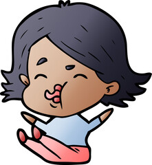 cartoon girl pulling face