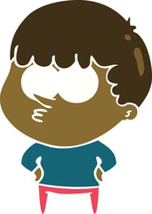 flat color style cartoon curious boy