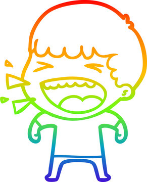 recommend clip art: rainbow gradient line drawing of a cartoon laughing man