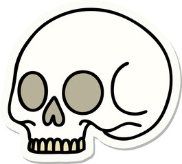 sticker of tattoo in traditional style of a skull