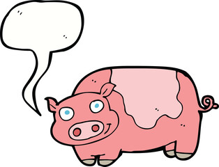 cartoon pig with speech bubble