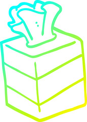 cold gradient line drawing of a cartoon tissue box