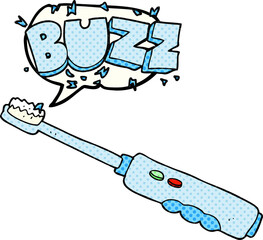 freehand drawn comic book speech bubble cartoon buzzing electric toothbrush