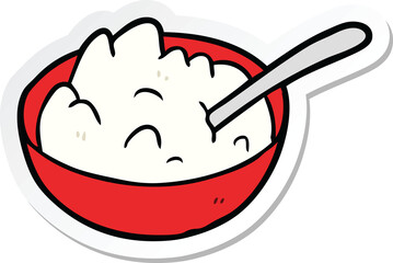 sticker of a cartoon bowl of porridge