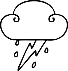 line drawing quirky cartoon thunder cloud