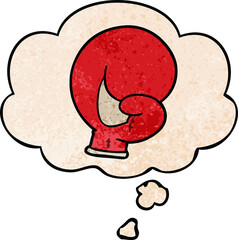 boxing glove cartoon  with thought bubble in grunge texture style