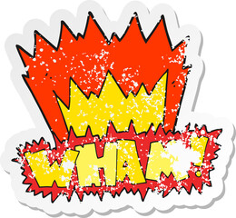 retro distressed sticker of a cartoon wham symbol