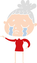 flat color style cartoon crying woman