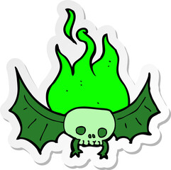 sticker of a cartoon spooky skull bat
