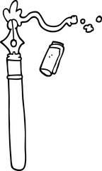 line drawing cartoon fountain pen