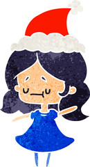 hand drawn christmas retro cartoon of kawaii girl